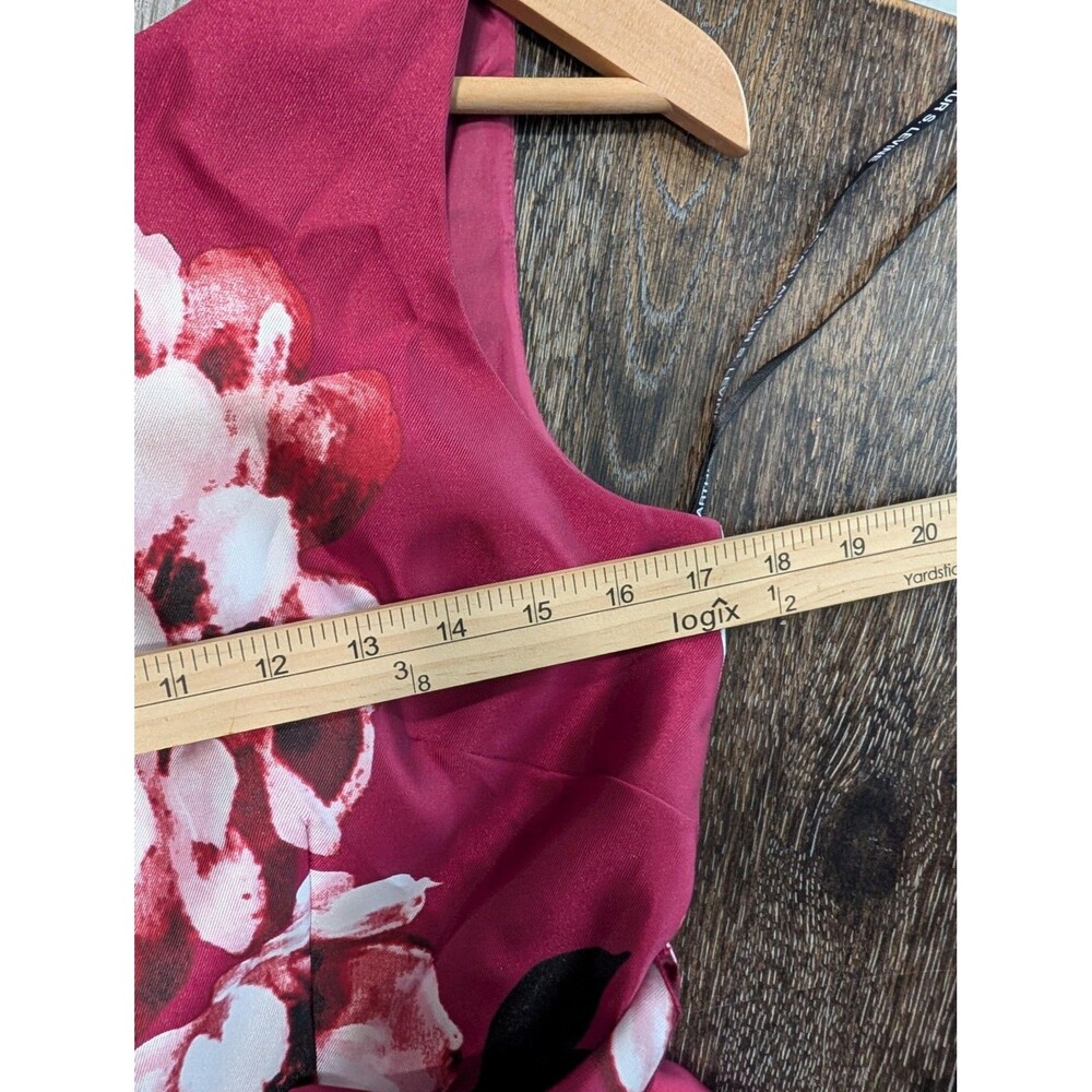 Tahari Arthur S Levine Dress Womens 4 Burgundy Floral High Low Sleeveless Formal - Picture 7 of 9